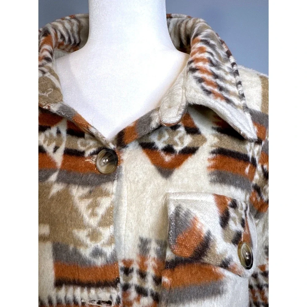 ASHLEY by 26 International Geometric Shacket Outerwear Women's‎ Size XL Aztec